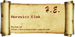 Horovicz Elek névjegykártya